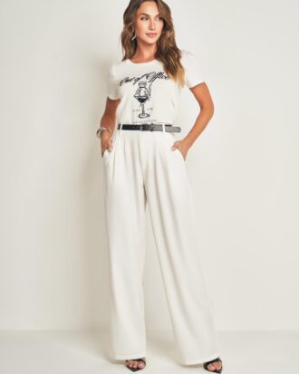 T-shirt gato veludo off white