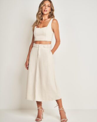 Saia com botões natural