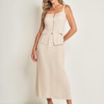 Blusa alça larga com zíper cor aveia