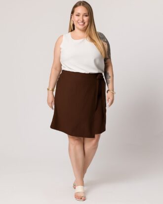 Saia de amarrar cor café