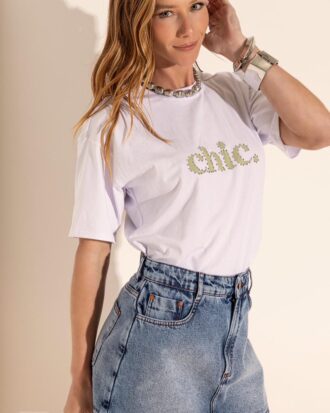 Shorts saia botão laranja