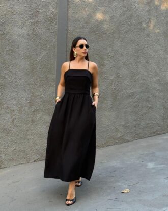 Vestido alfaiataria com bolso Preto