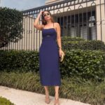 Vestido MIDI alças cruzadas costas marinho