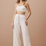 Calça malha texturizada natural