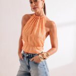 Blusa frente única laranja