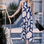 Vestido super MIDI estampado Marinho/ branco